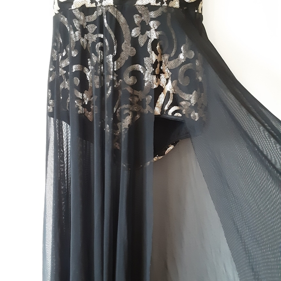 Weissman Elegant Long Black & Gold Sequin Dance Costume - Picture 5 of 11